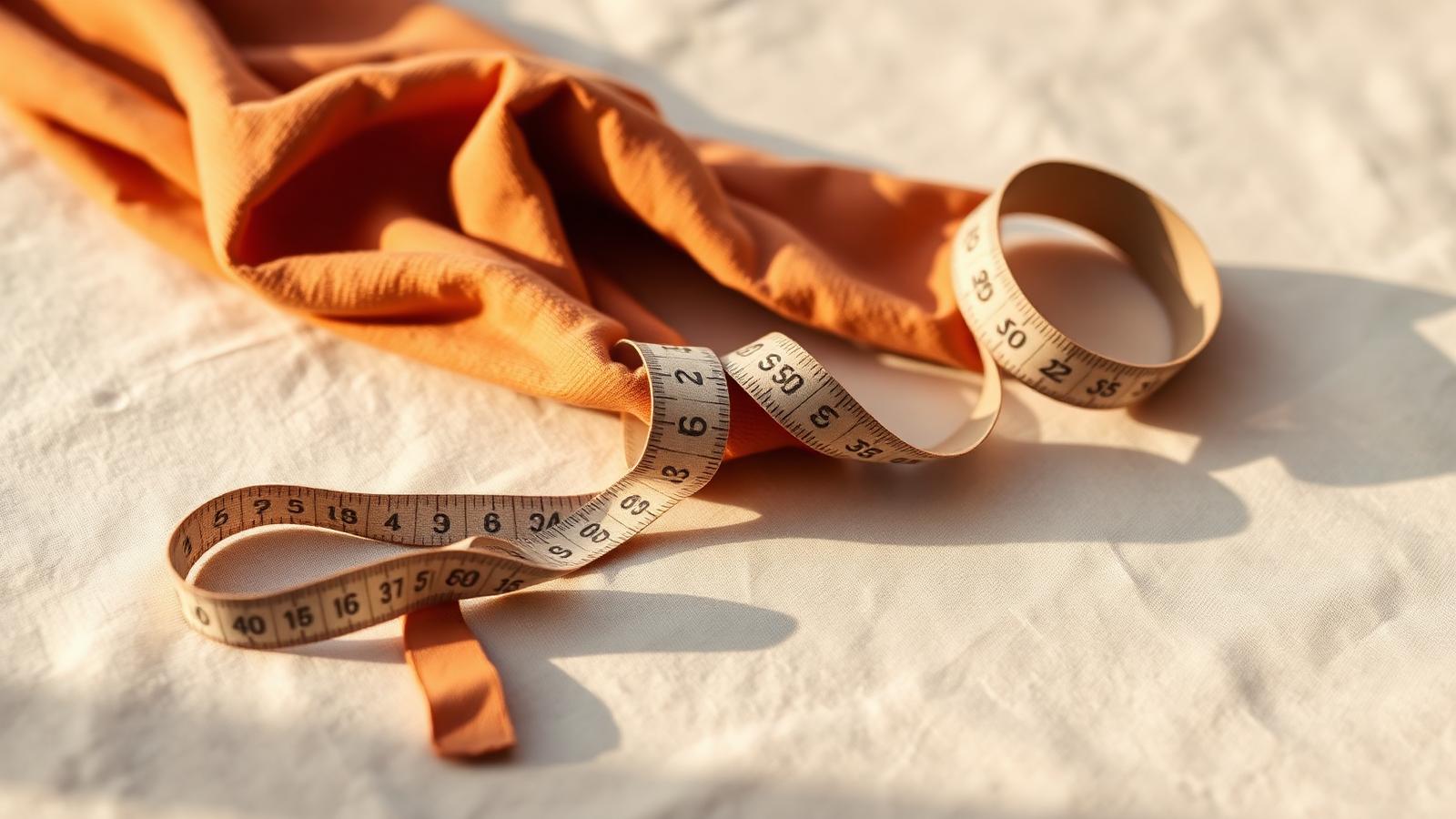 Soft measuring tape draped across cream linen